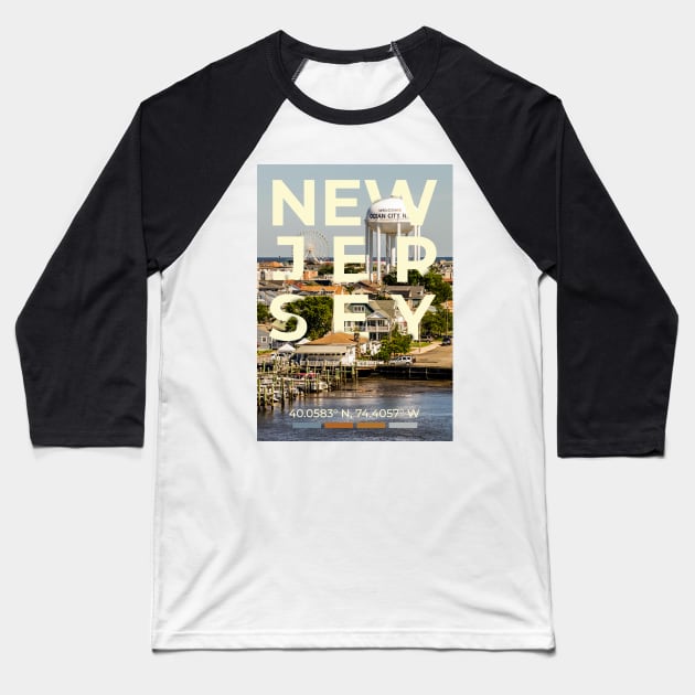 New Jersey Travel Poster Baseball T-Shirt by mardavemardave